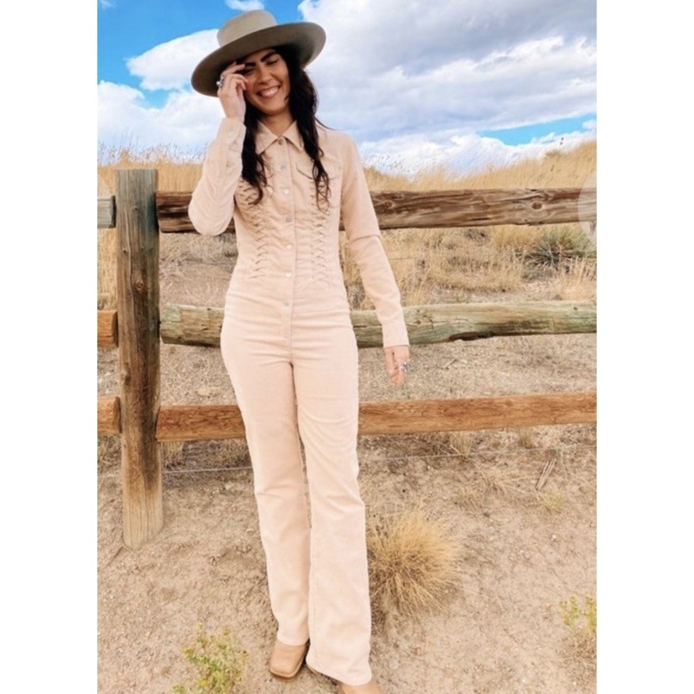 Vintage JLO Jennifer Lopez VINTAGE Y2K SIDE SADDLE CORD JUMPSUIT Sz M